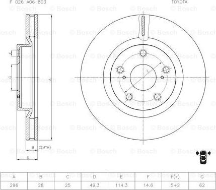 BOSCH F 026 A06 803 - Brake Disc autospares.lv