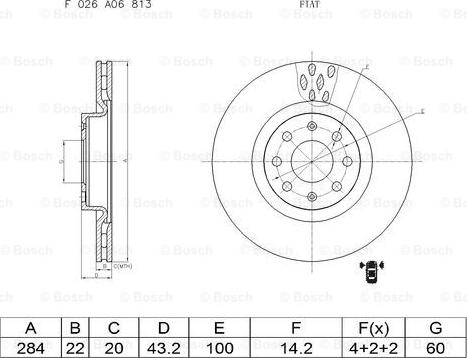 BOSCH F 026 A06 813 - Brake Disc autospares.lv