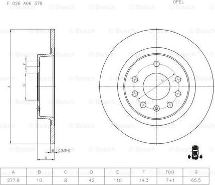 BOSCH F 026 A06 378 - Brake Disc autospares.lv