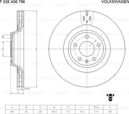 BOSCH F 026 A06 796 - Brake Disc autospares.lv