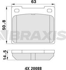 Braxis AA0403 - Brake Pad Set, disc brake autospares.lv