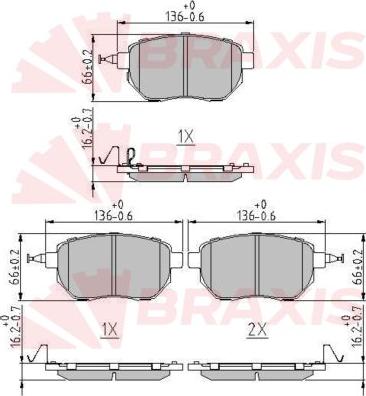 Braxis AA0641 - Brake Pad Set, disc brake autospares.lv