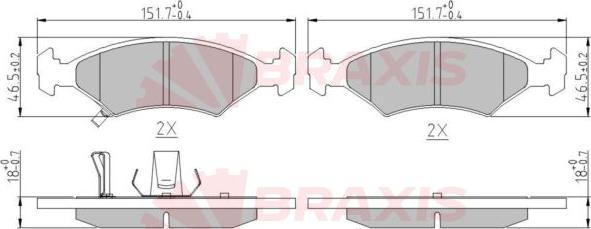 Braxis AA0643 - Brake Pad Set, disc brake autospares.lv