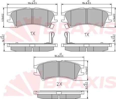 Braxis AA0652 - Brake Pad Set, disc brake autospares.lv