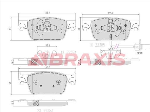 Braxis AA0662 - Brake Pad Set, disc brake autospares.lv