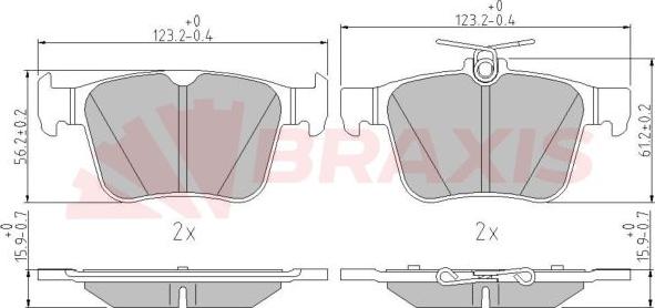 Braxis AA0605 - Brake Pad Set, disc brake autospares.lv