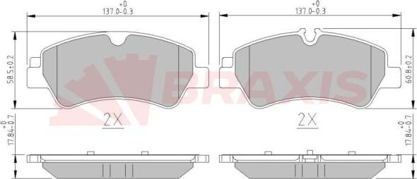 Braxis AA0600 - Brake Pad Set, disc brake autospares.lv