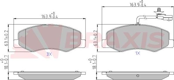 Braxis AA0601 - Brake Pad Set, disc brake autospares.lv