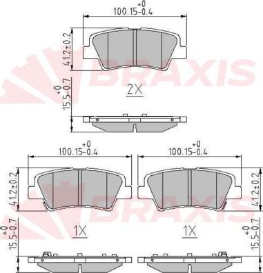 Braxis AA0602 - Brake Pad Set, disc brake autospares.lv