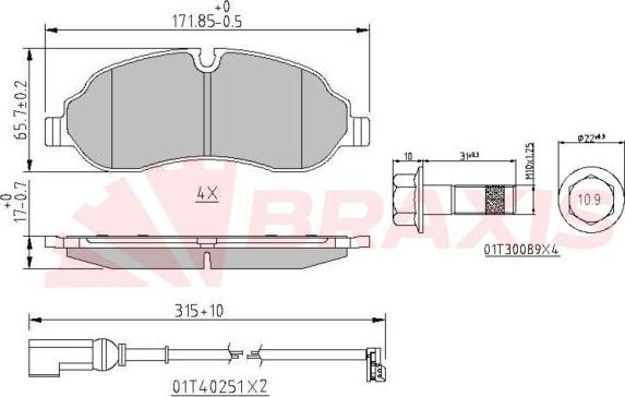 Braxis AA0619 - Brake Pad Set, disc brake autospares.lv