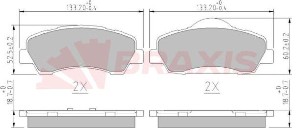 Braxis AA0610 - Brake Pad Set, disc brake autospares.lv