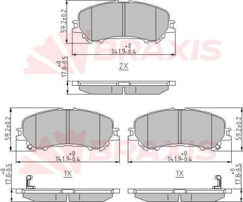 Braxis AA0617 - Brake Pad Set, disc brake autospares.lv