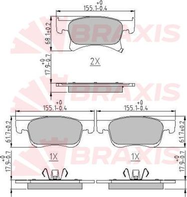 Braxis AA0630 - Brake Pad Set, disc brake autospares.lv