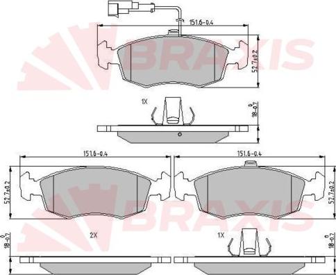 Braxis AA0625 - Brake Pad Set, disc brake autospares.lv