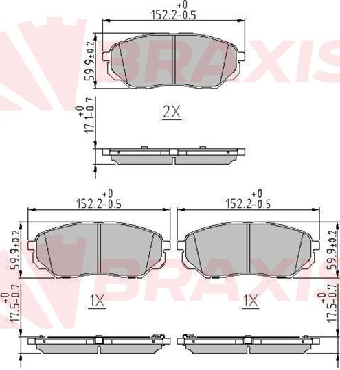 Braxis AA0676 - Brake Pad Set, disc brake autospares.lv