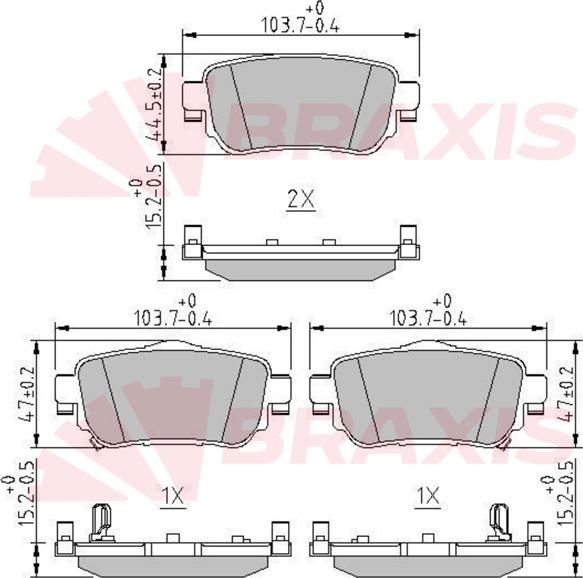 Braxis AA0670 - Brake Pad Set, disc brake autospares.lv