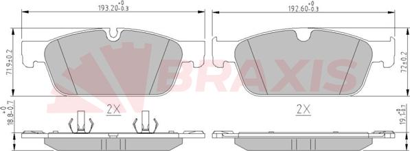 Braxis AA0677 - Brake Pad Set, disc brake autospares.lv