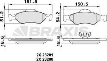 Braxis AA0041 - Brake Pad Set, disc brake autospares.lv