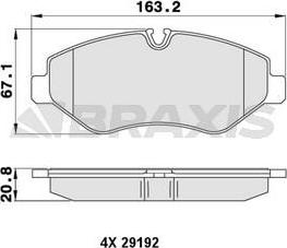 Braxis AA0059 - Brake Pad Set, disc brake autospares.lv