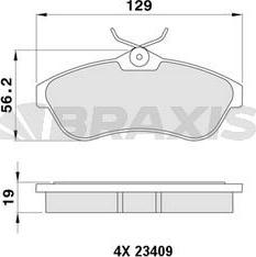 Braxis AA0054 - Brake Pad Set, disc brake autospares.lv