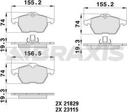 Braxis AA0064 - Brake Pad Set, disc brake autospares.lv