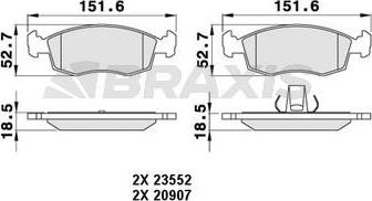 Braxis AA0061 - Brake Pad Set, disc brake autospares.lv