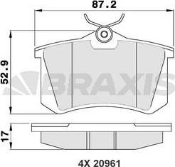 Braxis AA0005 - Brake Pad Set, disc brake autospares.lv