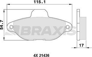 Braxis AA0006 - Brake Pad Set, disc brake autospares.lv