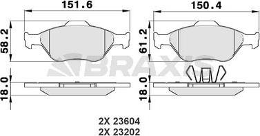 Braxis AA0008 - Brake Pad Set, disc brake autospares.lv