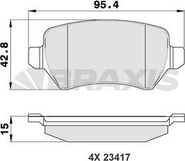 Braxis AA0015 - Brake Pad Set, disc brake autospares.lv