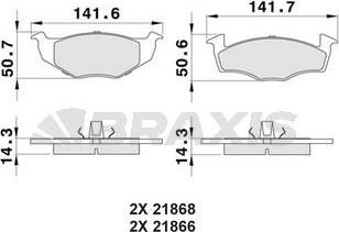 Braxis AA0018 - Brake Pad Set, disc brake autospares.lv