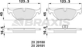 Braxis AA0082 - Brake Pad Set, disc brake autospares.lv