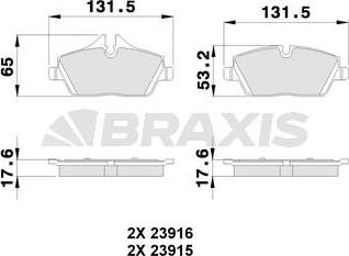 Braxis AA0031 - Brake Pad Set, disc brake autospares.lv