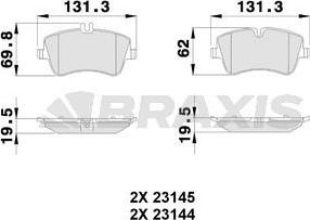 Braxis AA0029 - Brake Pad Set, disc brake autospares.lv