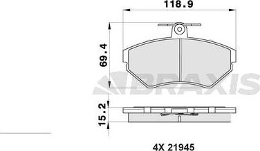 Braxis AA0028 - Brake Pad Set, disc brake autospares.lv