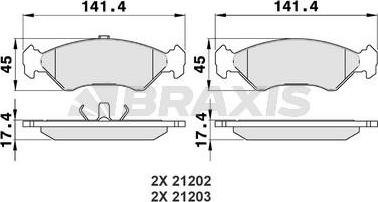 Braxis AA0027 - Brake Pad Set, disc brake autospares.lv