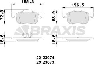 Braxis AA0077 - Brake Pad Set, disc brake autospares.lv