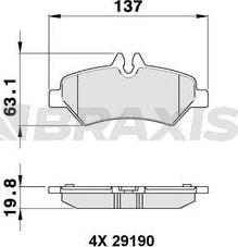 Braxis AA0140 - Brake Pad Set, disc brake autospares.lv