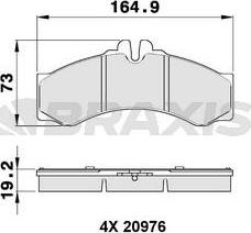 Braxis AA0142 - Brake Pad Set, disc brake autospares.lv