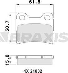 Braxis AA0150 - Brake Pad Set, disc brake autospares.lv