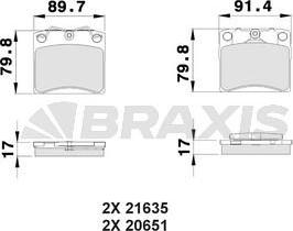 Braxis AA0152 - Brake Pad Set, disc brake autospares.lv