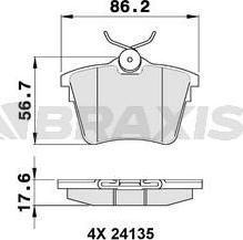 Braxis AA0105 - Brake Pad Set, disc brake autospares.lv