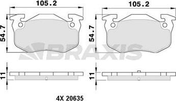 Braxis AA0100 - Brake Pad Set, disc brake autospares.lv