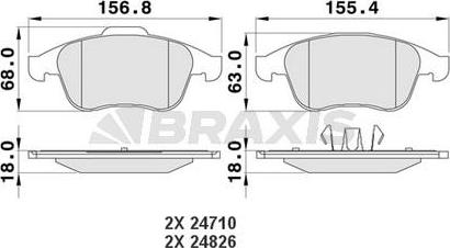 Braxis AA0116 - Brake Pad Set, disc brake autospares.lv