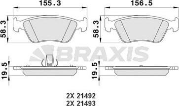 Braxis AA0186 - Brake Pad Set, disc brake autospares.lv