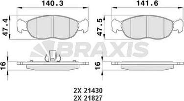 Braxis AA0187 - Brake Pad Set, disc brake autospares.lv