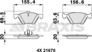 Braxis AA0139 - Brake Pad Set, disc brake autospares.lv