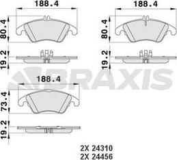 Braxis AA0134 - Brake Pad Set, disc brake autospares.lv