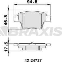 Braxis AA0138 - Brake Pad Set, disc brake autospares.lv