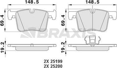 Braxis AA0171 - Brake Pad Set, disc brake autospares.lv